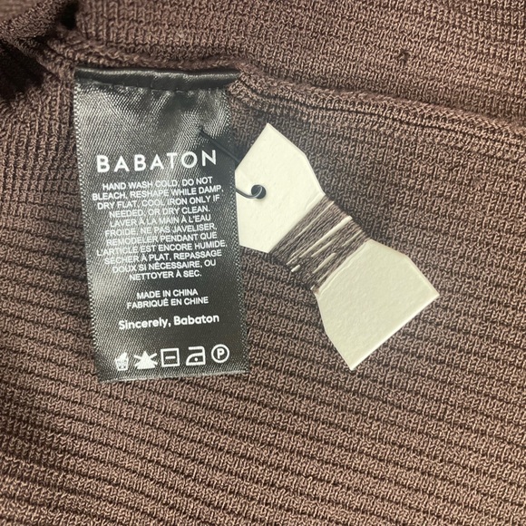 NWT Babaton for Aritzia Sculpt Knit Criss Cross Dress in Rich Mocha (E) - Picture 12 of 13